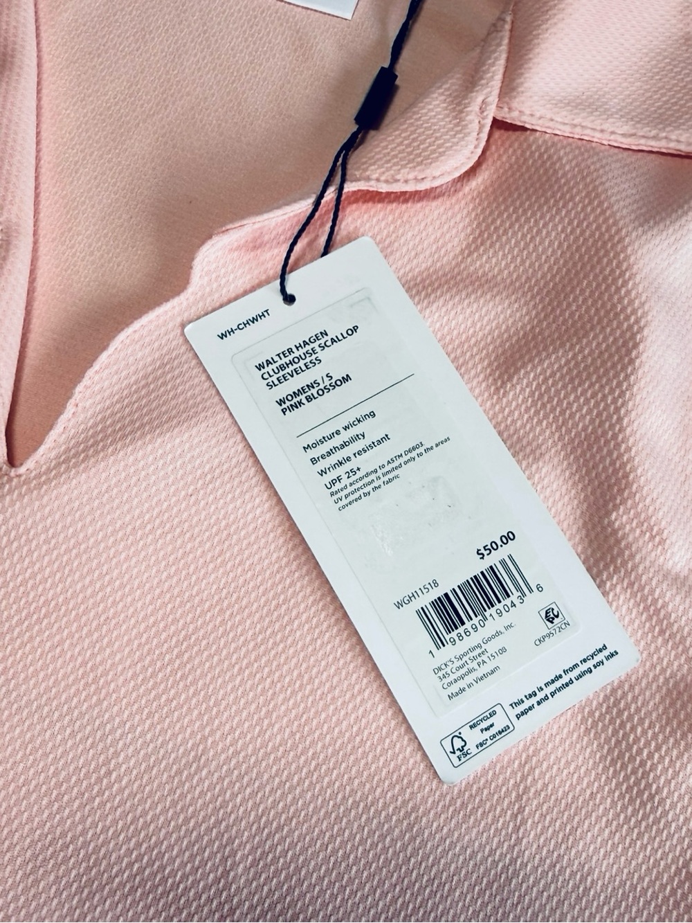 Walter Hagen Clubhouse Scallop Sleeveless Top in Pink Blossom Size Small - Picture 5 of 9
